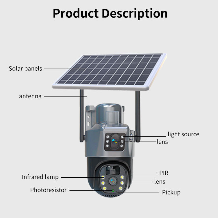 4G Dual-Lens Solar Outdoor Security Camera (Remote Monitoring)