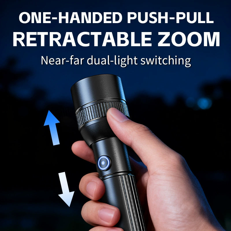 Rechargeable Laser Flashlight - Super Bright, Zoomable, Long Lasting