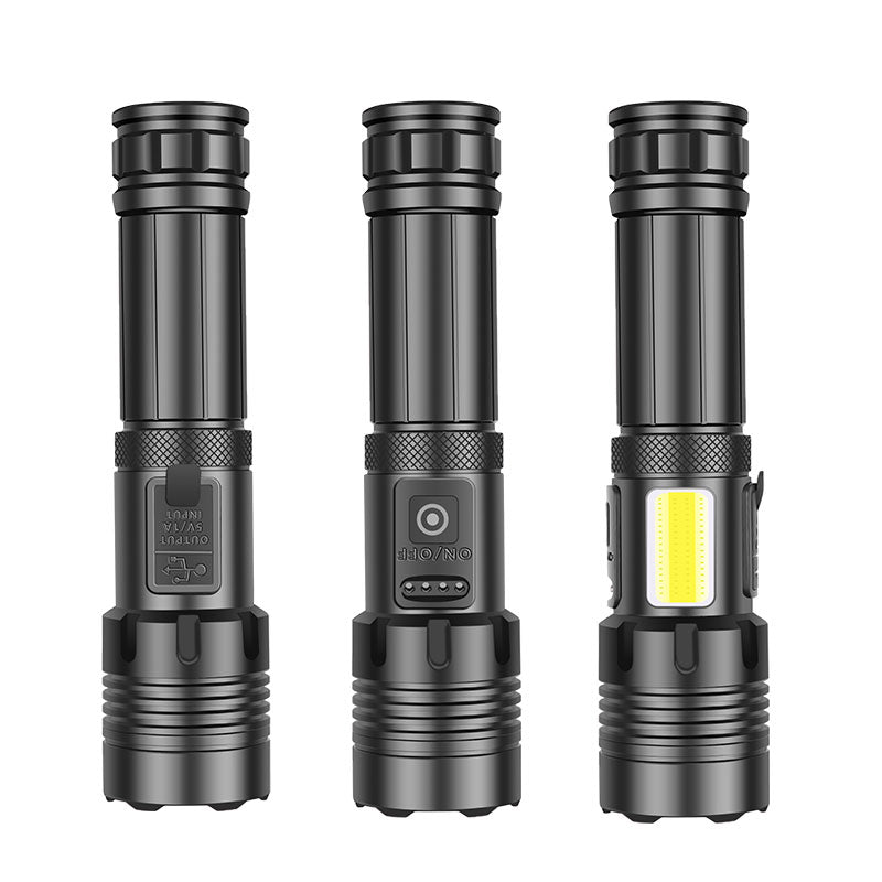 XHP70 + COB Red/White Light Zoomable Rechargeable Flashlight