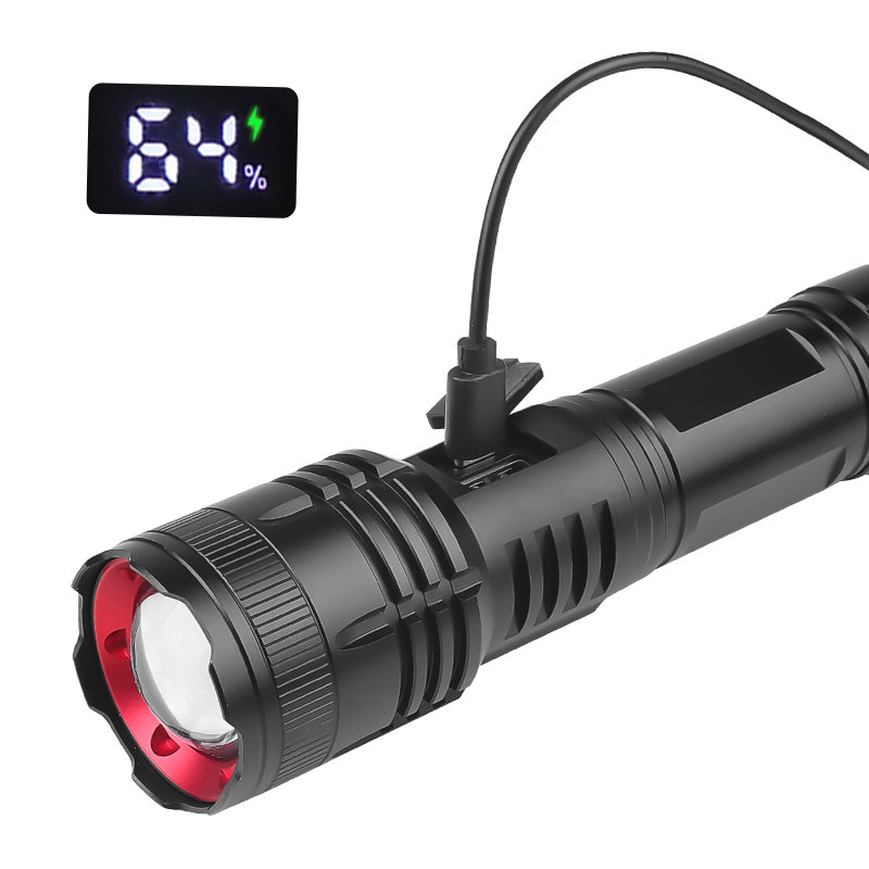 30W LED Zoom Flashlight with Power Display