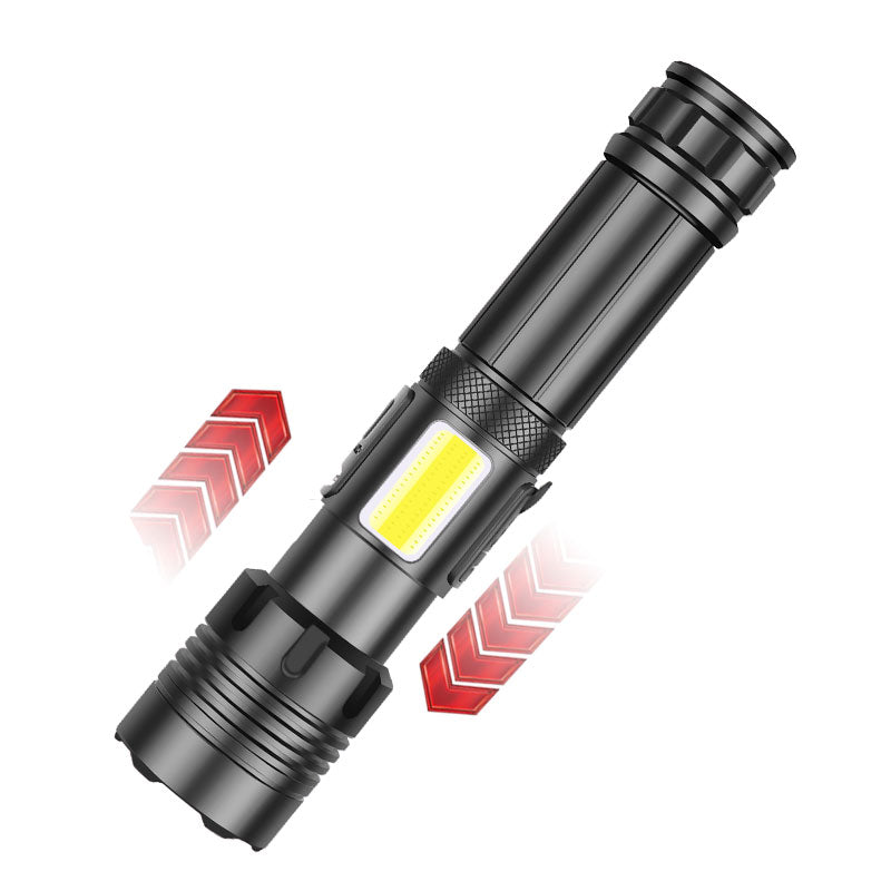 XHP70 + COB Red/White Light Zoomable Rechargeable Flashlight