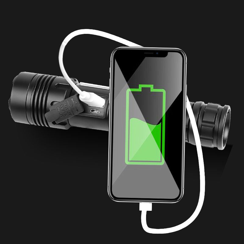 XHP70 + COB Red/White Light Zoomable Rechargeable Flashlight