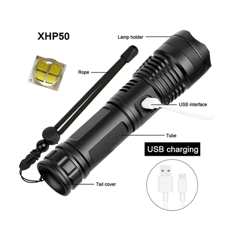 Aluminum Alloy P50 Flashlight with Power Display