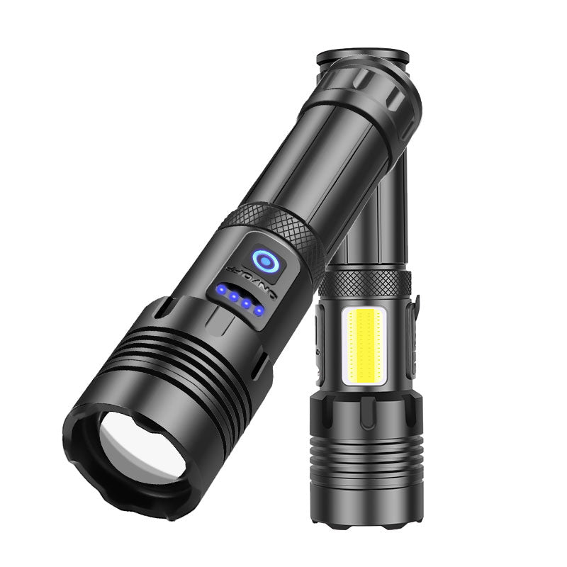 XHP70 + COB Red/White Light Zoomable Rechargeable Flashlight