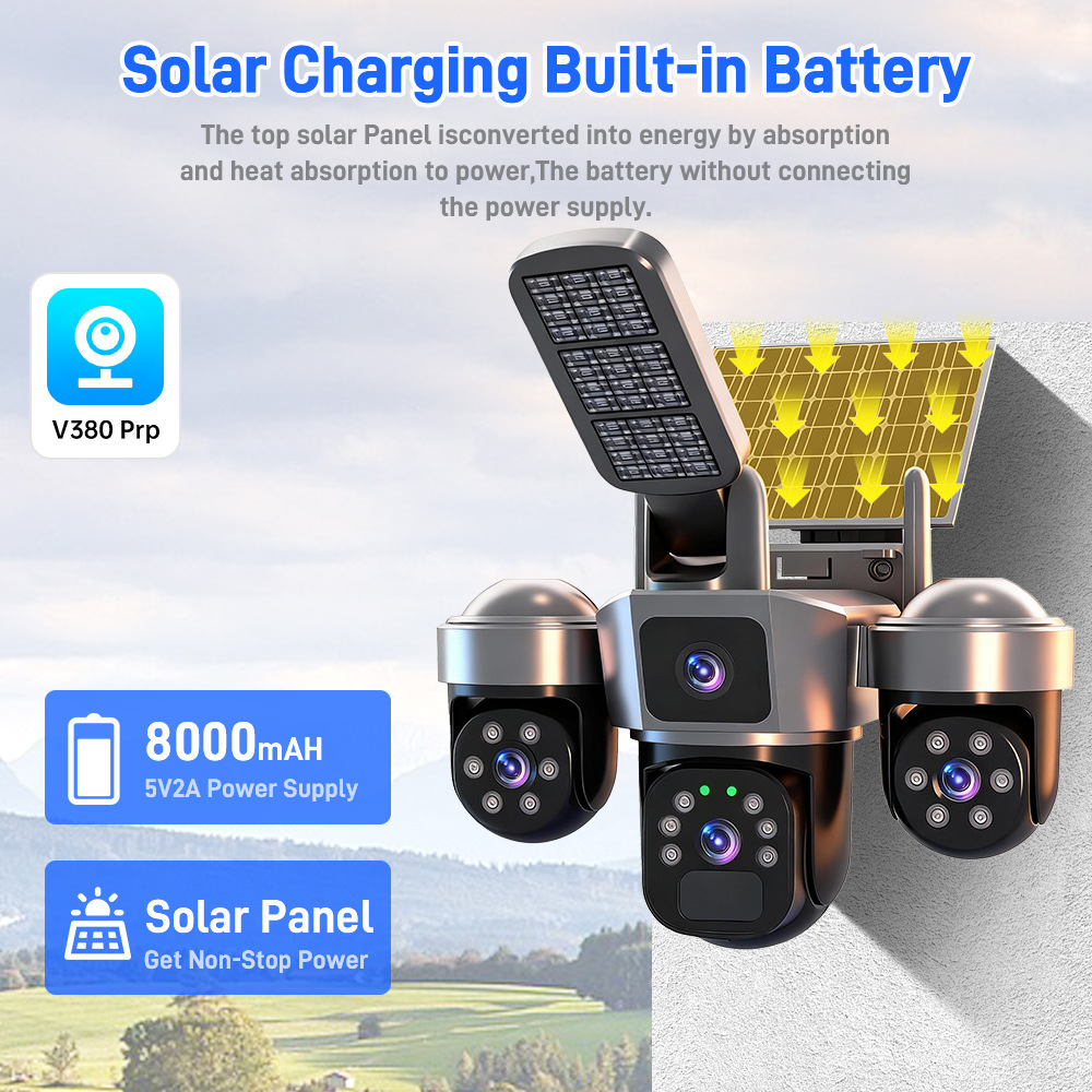 V380 Solar Street Cam - 4G Wire-Free, IP66, HD Night Vision