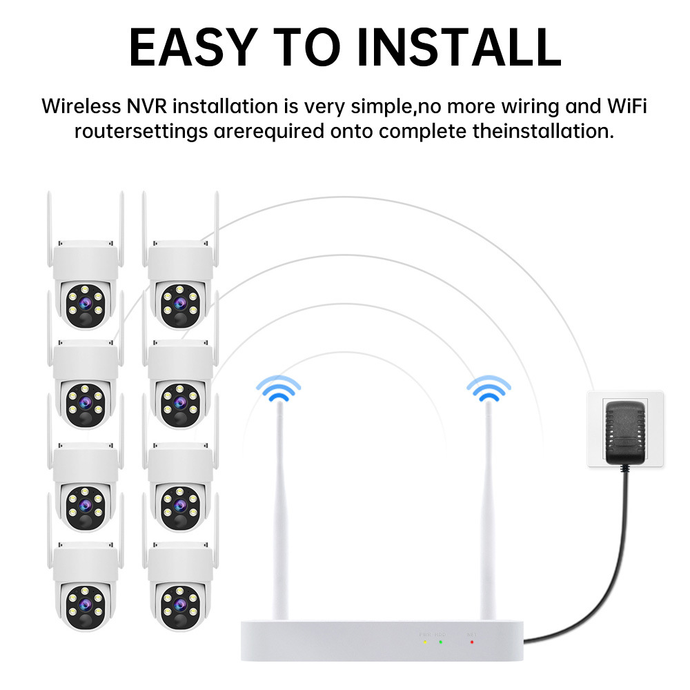 8CH Wireless Kit - WiFi Base Station + Battery Set, Outdoor HD Night Vision